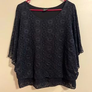 Vamp ladies lace over polyester blouse;Size XL